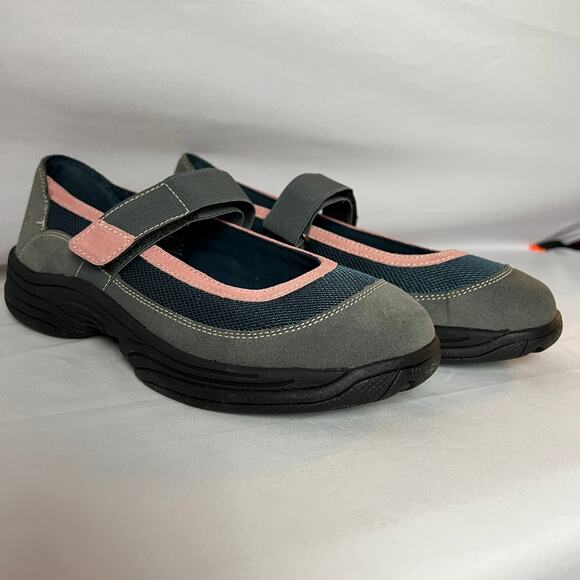 New Rockport Mary Jane Walkers Womens Size 8.5 Gray-Blue-Pink Leather & Fabric - Picture 1 of 8